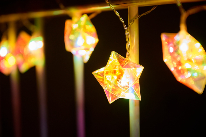 Lyskæde m/stjerner hologram 10 LED 2,25 meter